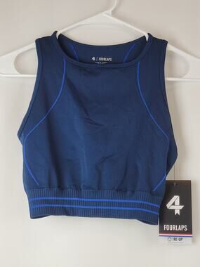 FourLaps Breathe Seamless Sports Bra XS/S Blue Navy Textured Gym/Workout NWT